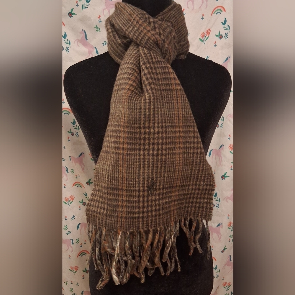 EUC Polo Ralph Lauren Reversible Plaid & Gingham Wool Blend Casual Unisex Scarf